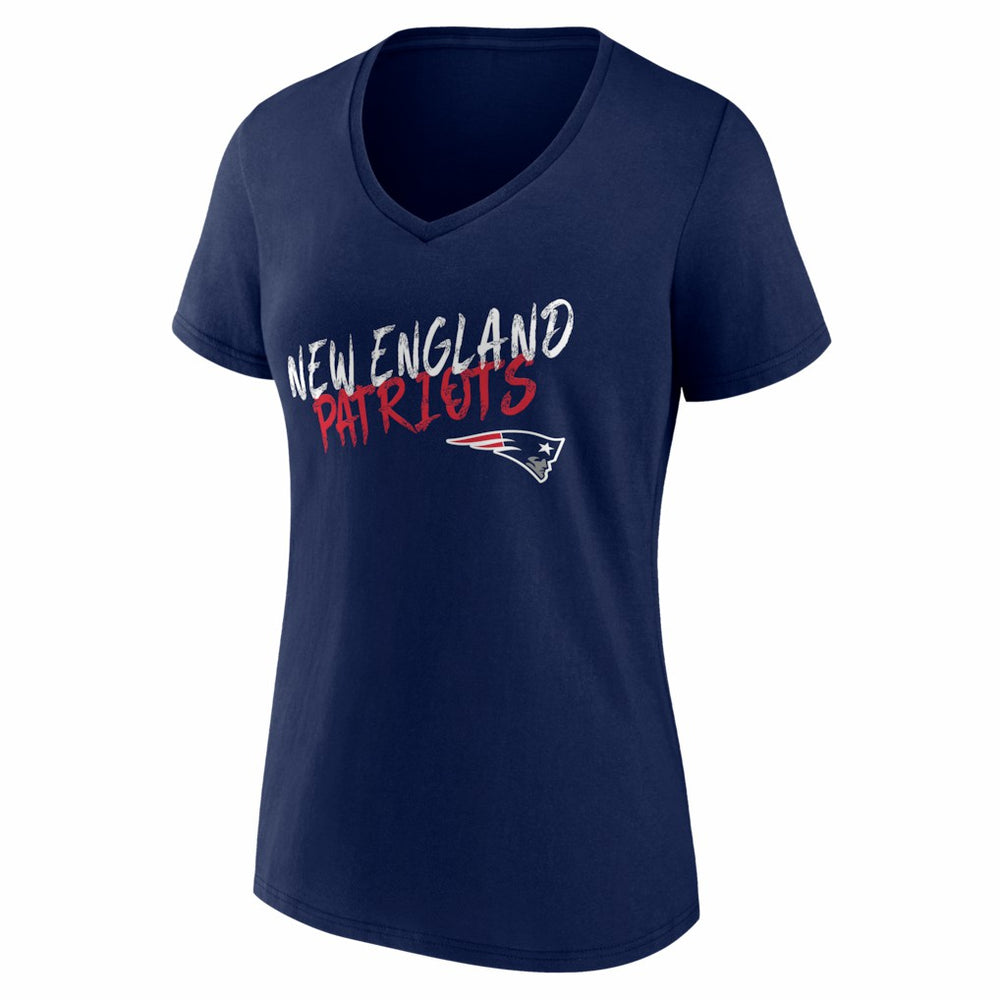 New England Patriots Women's Hustle Personalized Name & Number V-Neck T-Shirt - Navy T-shirts