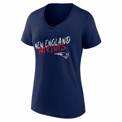 New England Patriots Women's Hustle Personalized Name & Number V-Neck T-Shirt - Navy T-shirts