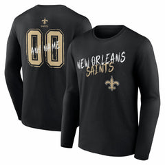 New Orleans Saints Hustle Personalized Name & Number Long Sleeve T-Shirt - Black T-shirts