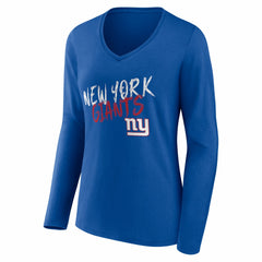 New York Giants Women's Hustle Personalized Name & Number Long Sleeve V-Neck T-Shirt - Royal T-shirts