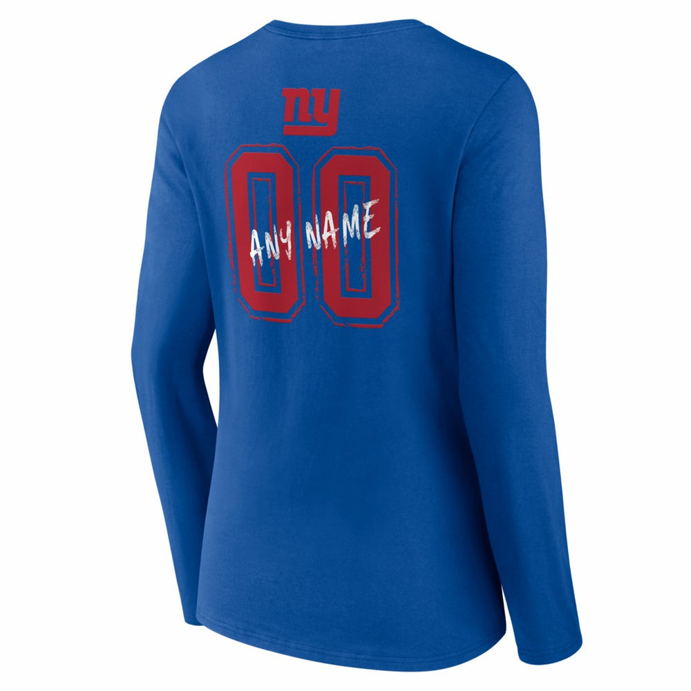 New York Giants Women's Hustle Personalized Name & Number Long Sleeve V-Neck T-Shirt - Royal T-shirts