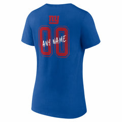 New York Giants Women's Hustle Personalized Name & Number V-Neck T-Shirt - Royal T-shirts