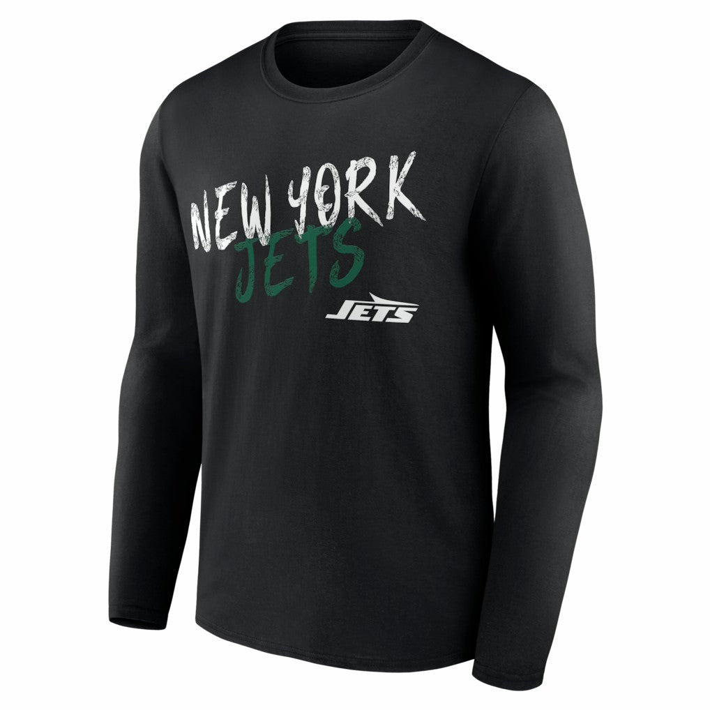 New York Jets Hustle Personalized Name & Number Long Sleeve T-Shirt - Black T-shirts