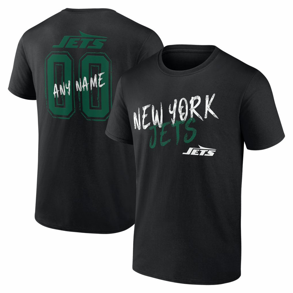 New York Jets Hustle Personalized Name & Number T-Shirt - Black T-shirts