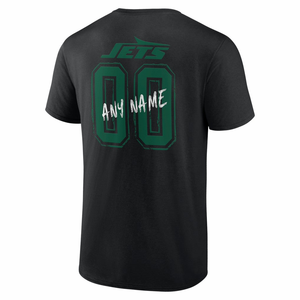 New York Jets Hustle Personalized Name & Number T-Shirt - Black T-shirts