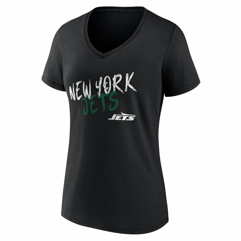 New York Jets Women's Hustle Personalized Name & Number V-Neck T-Shirt - Black T-shirts