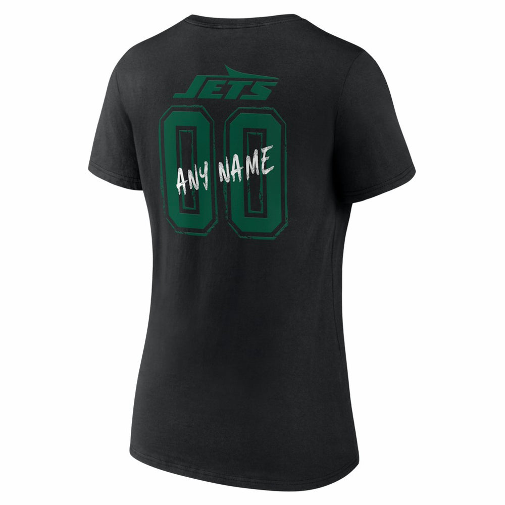 New York Jets Women's Hustle Personalized Name & Number V-Neck T-Shirt - Black T-shirts