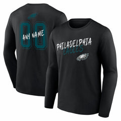 Philadelphia Eagles Hustle Personalized Name & Number Long Sleeve T-Shirt - Black T-shirts