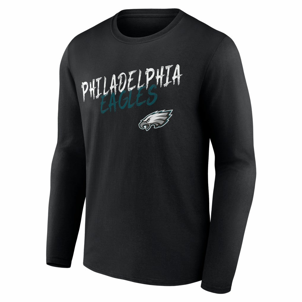 Philadelphia Eagles Hustle Personalized Name & Number Long Sleeve T-Shirt - Black T-shirts