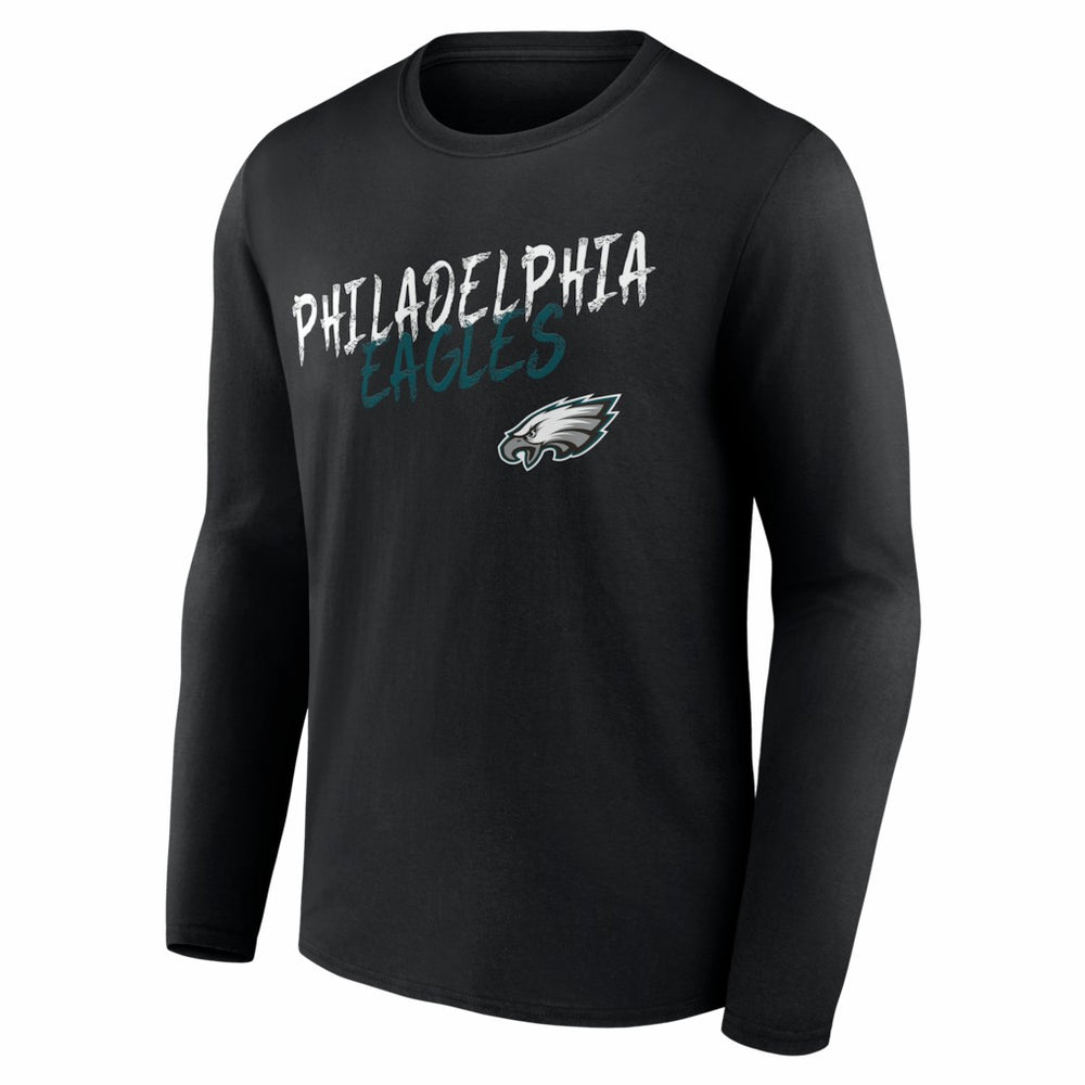 Philadelphia Eagles Hustle Personalized Name & Number Long Sleeve T-Shirt - Black T-shirts