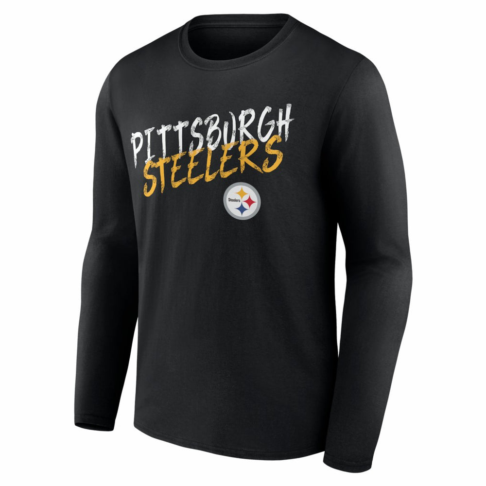 Pittsburgh Steelers Hustle Personalized Name & Number Long Sleeve T-Shirt - Black T-shirts