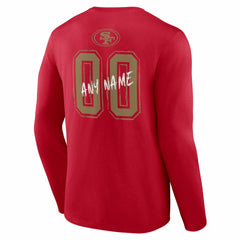 San Francisco 49ers Hustle Personalized Name & Number Long Sleeve T-Shirt - Scarlet T-shirts