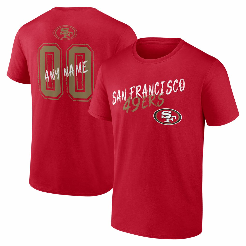 San Francisco 49ers Hustle Personalized Name & Number T-Shirt - Scarlet T-shirts
