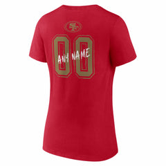 San Francisco 49ers Women's Hustle Personalized Name & Number V-Neck T-Shirt - Scarlet T-shirts