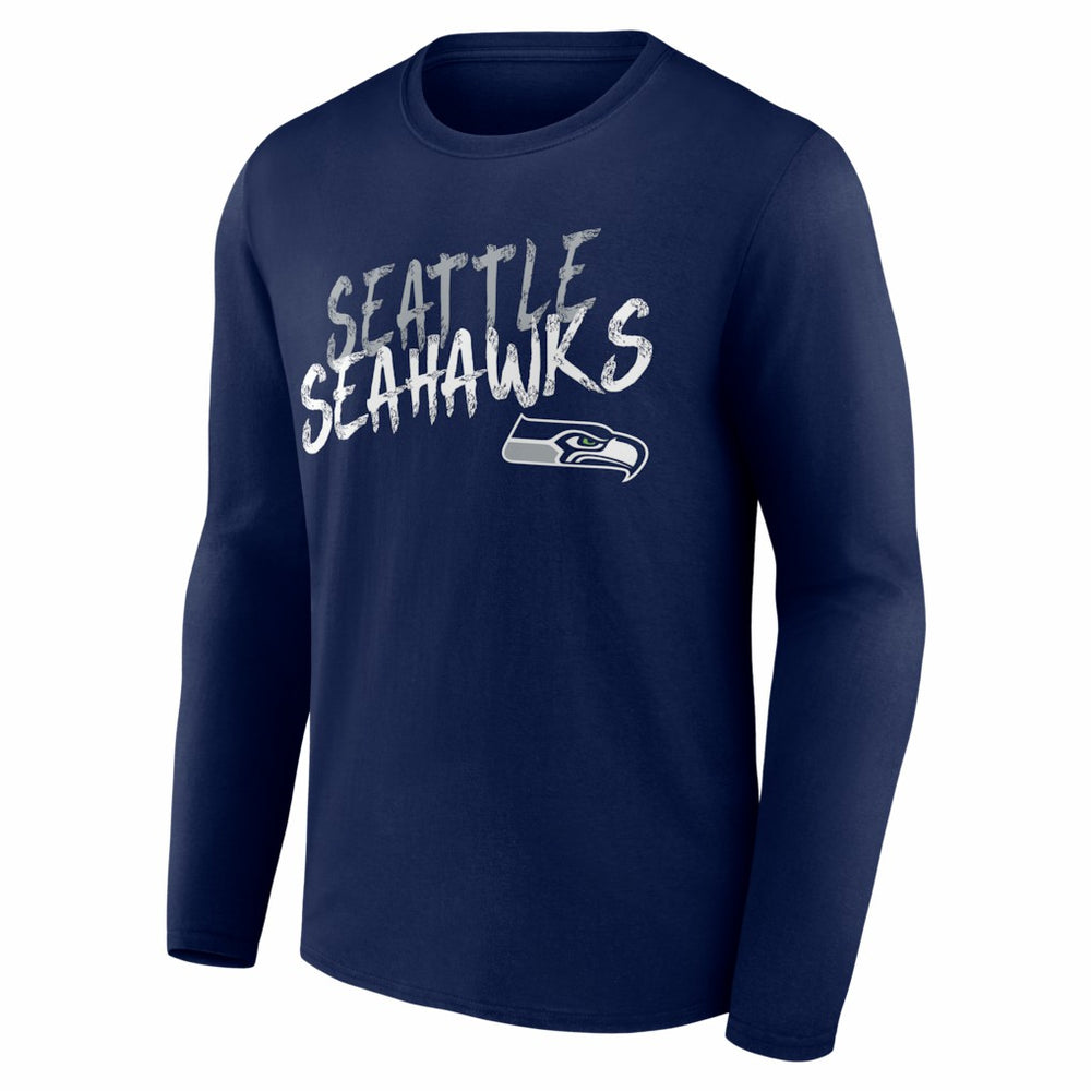Seattle Seahawks Hustle Personalized Name & Number Long Sleeve T-Shirt - College Navy T-shirts
