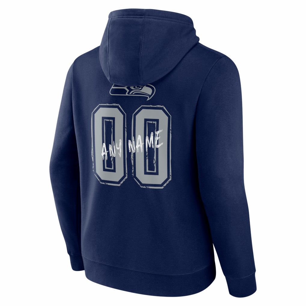 Seattle Seahawks Hustle Personalized Name & Number Hoodie - College Navy Hoodies