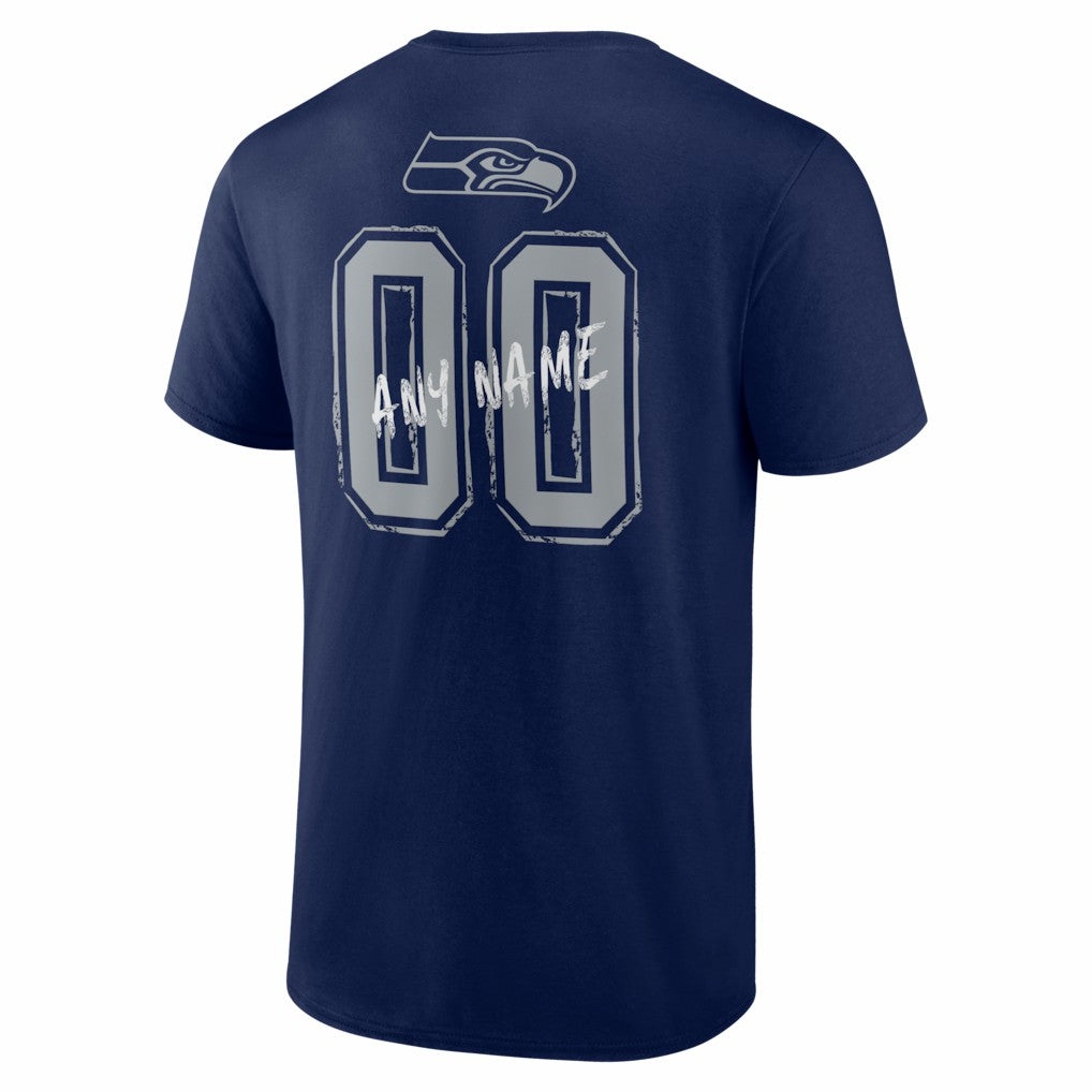 Seattle Seahawks Hustle Personalized Name & Number T-Shirt - College Navy T-shirts
