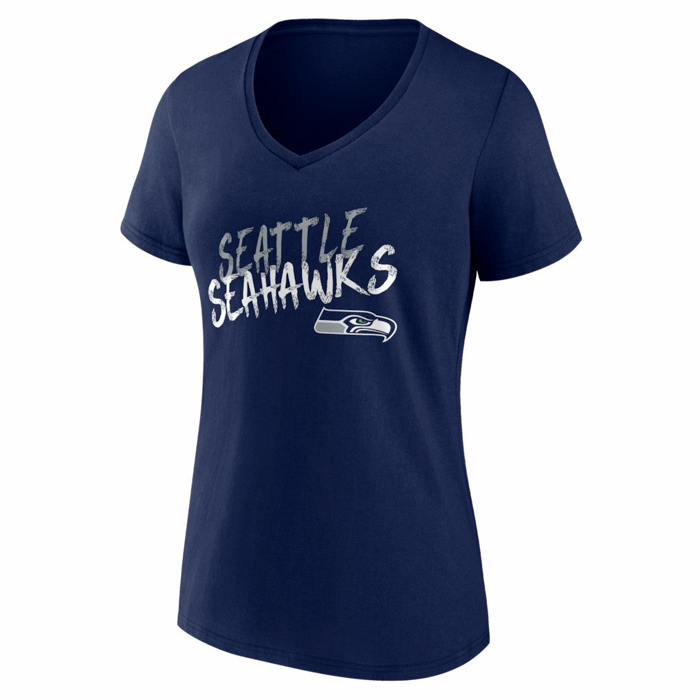 Seattle Seahawks Women's Hustle Personalized Name & Number V-Neck T-Shirt - College Navy T-shirts