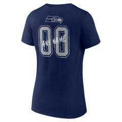 Seattle Seahawks Women's Hustle Personalized Name & Number V-Neck T-Shirt - College Navy T-shirts