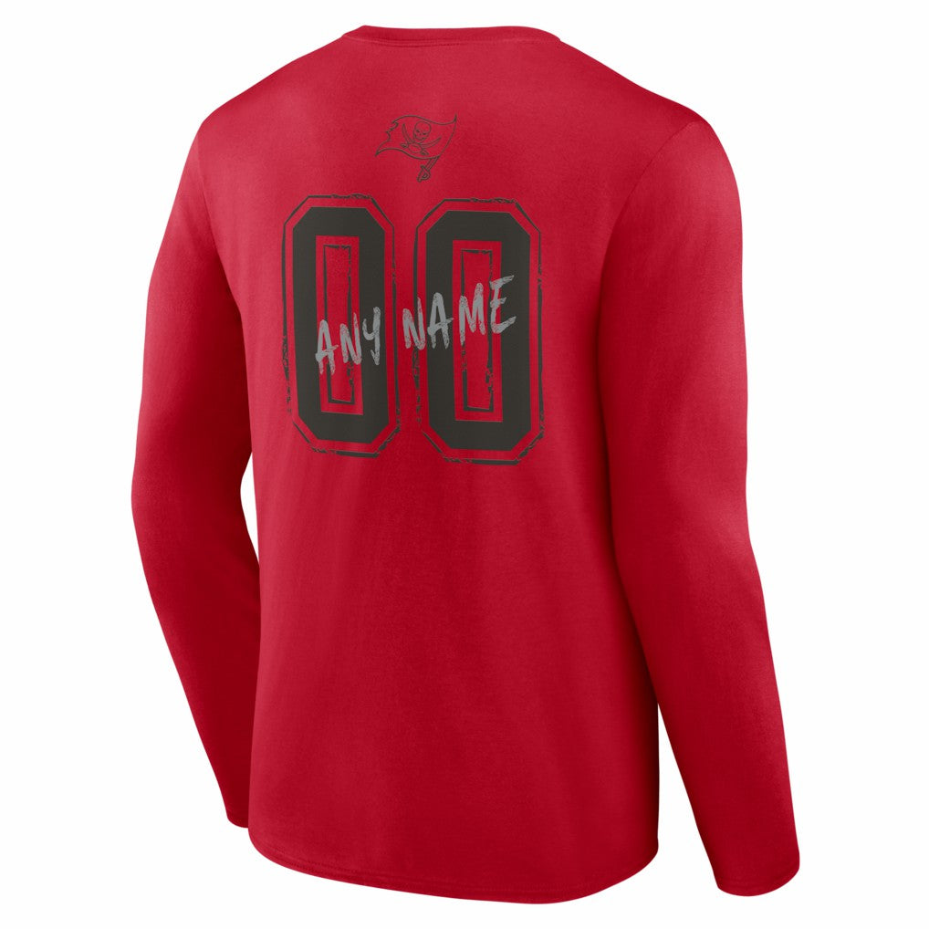 Tampa Bay Buccaneers Hustle Personalized Name & Number Long Sleeve T-Shirt - Red T-shirts