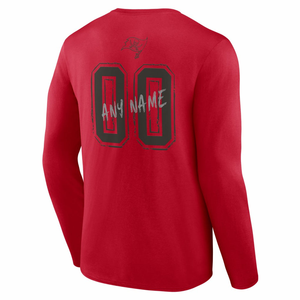 Tampa Bay Buccaneers Hustle Personalized Name & Number Long Sleeve T-Shirt - Red T-shirts