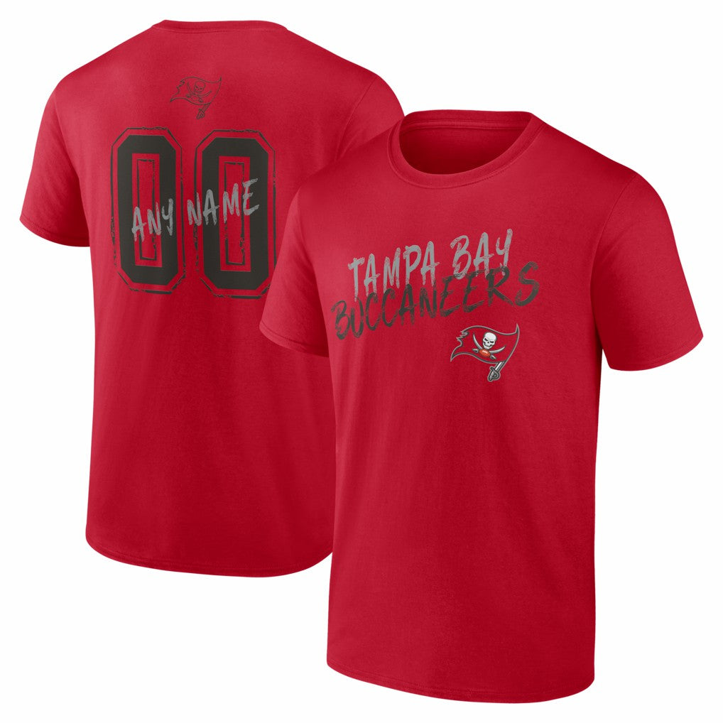 Tampa Bay Buccaneers Hustle Personalized Name & Number T-Shirt - Red T-shirts