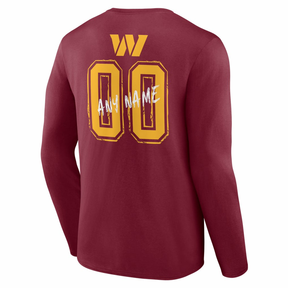 Washington Commanders Hustle Personalized Name & Number Long Sleeve T-Shirt - Burgundy T-shirts