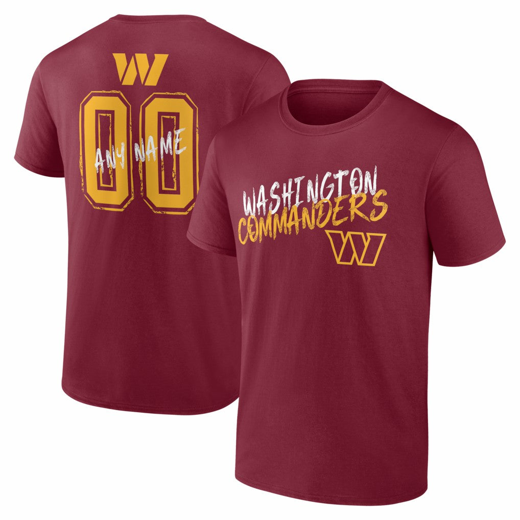 Washington Commanders Hustle Personalized Name & Number T-Shirt - Burgundy T-shirts