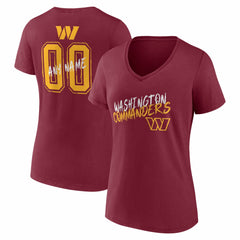 Washington Commanders Women's Hustle Personalized Name & Number V-Neck T-Shirt - Burgundy T-shirts