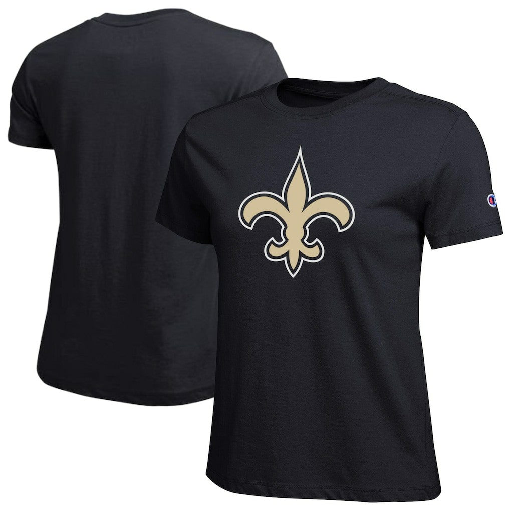 New Orleans Saints Champion Women's Logo T-Shirt - Black T-shirts