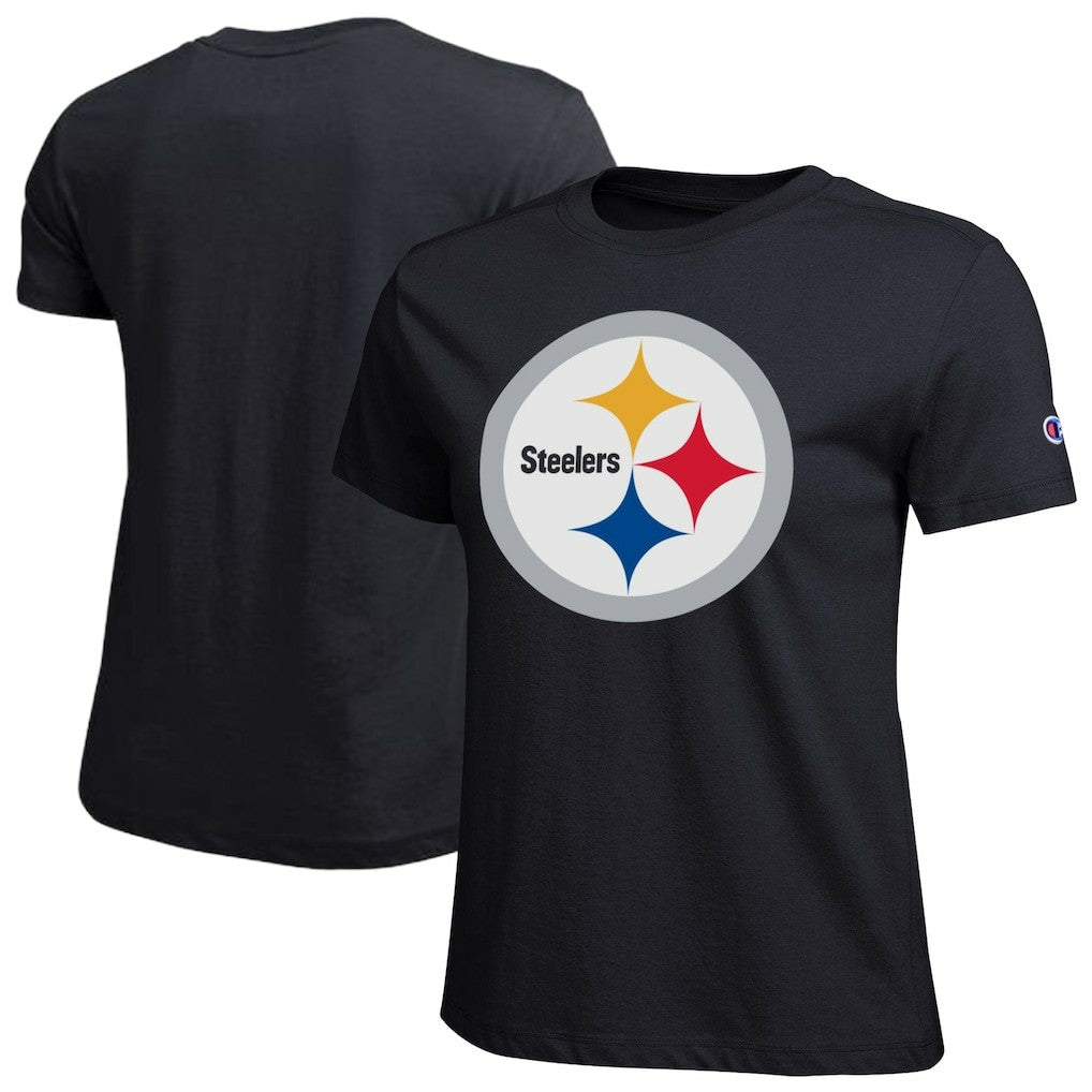 Pittsburgh Steelers Champion Women's Logo T-Shirt - Black T-shirts