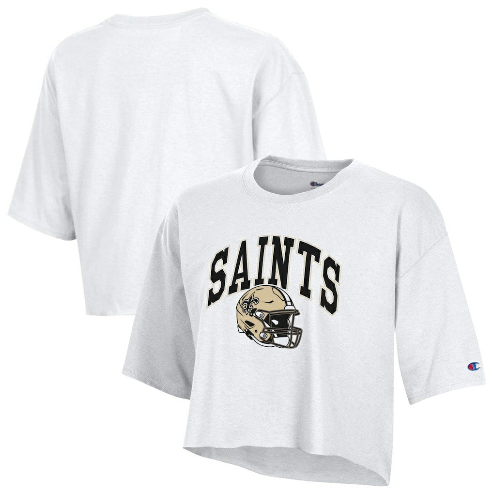 New Orleans Saints Champion Women's Boyfriend Cropped T-Shirt - White T-shirts