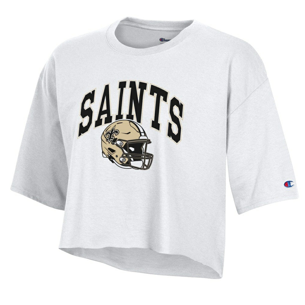New Orleans Saints Champion Women's Boyfriend Cropped T-Shirt - White T-shirts