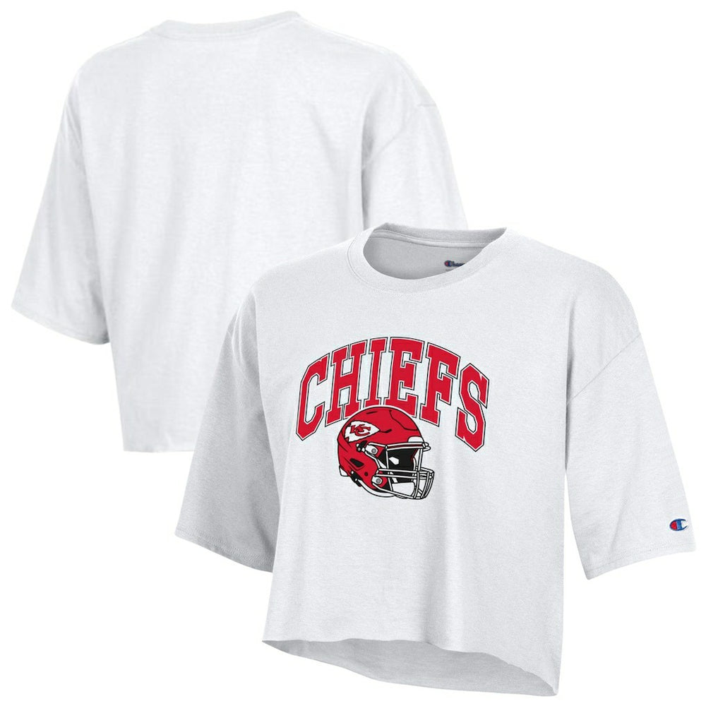 Kansas City Chiefs Champion Women's Boyfriend Cropped T-Shirt - White T-shirts