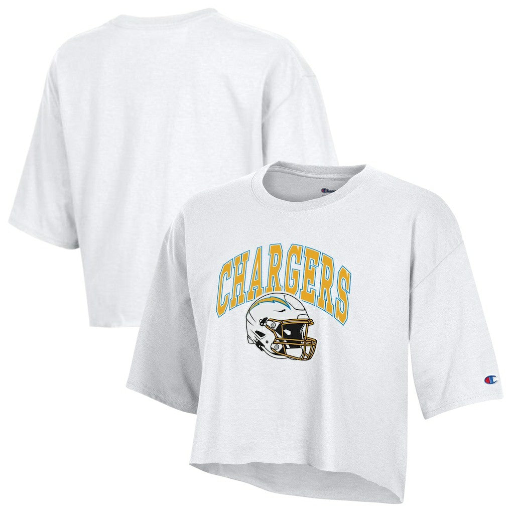 Los Angeles Chargers Champion Women's Boyfriend Cropped T-Shirt - White T-shirts