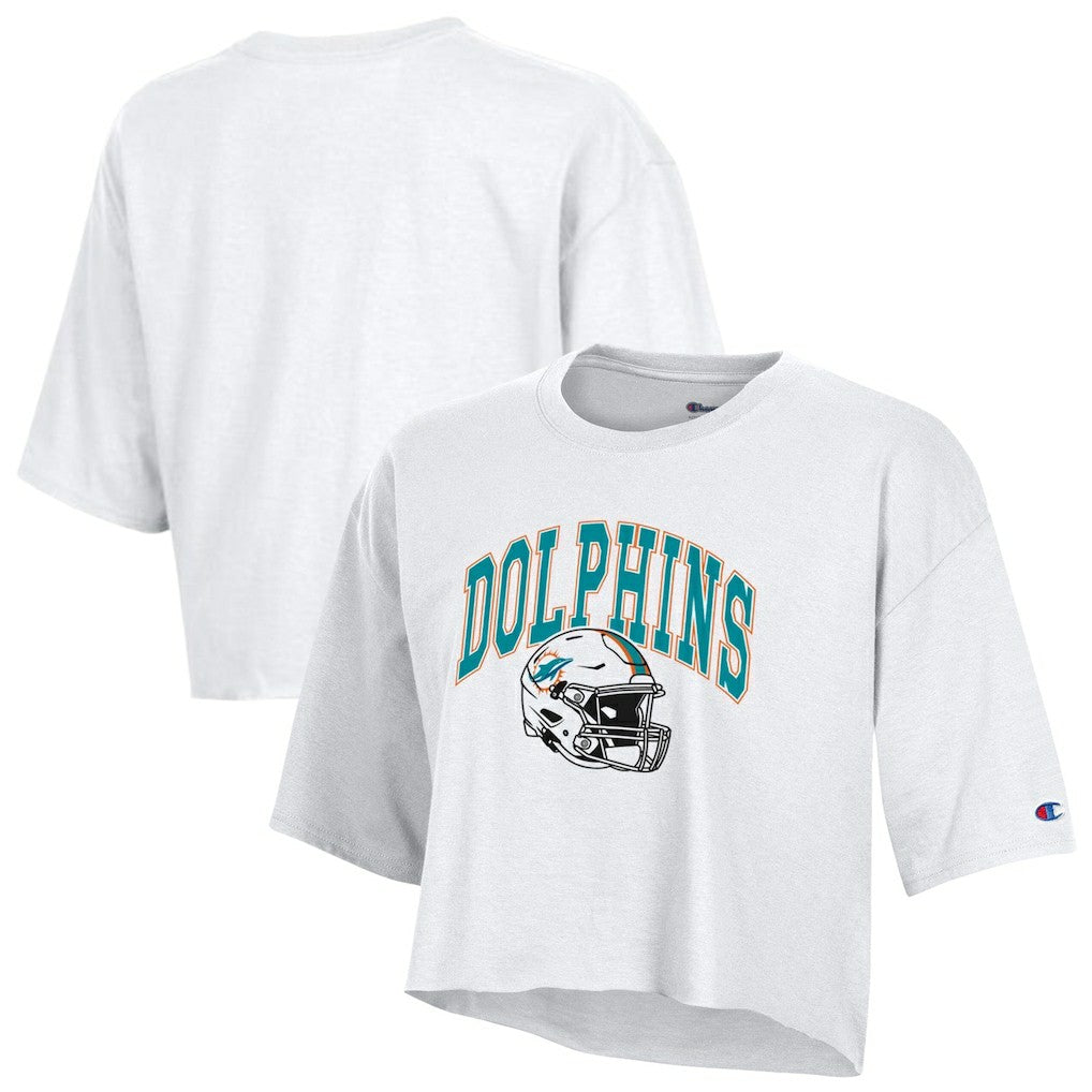 Miami Dolphins Champion Women's Boyfriend Cropped T-Shirt - White T-shirts