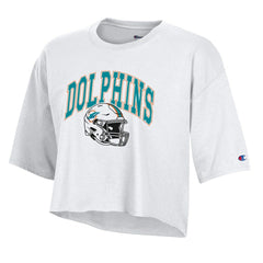 Miami Dolphins Champion Women's Boyfriend Cropped T-Shirt - White T-shirts