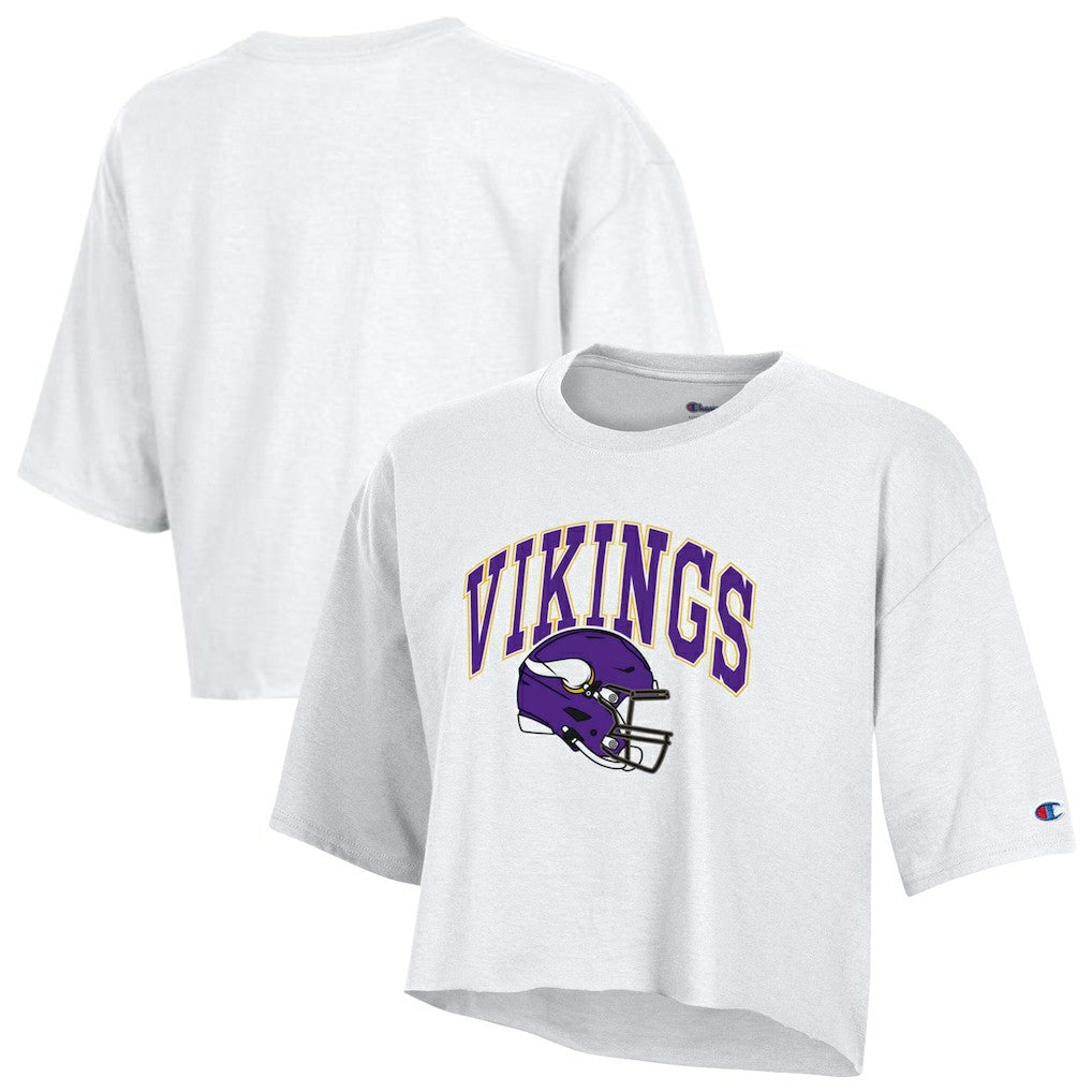 Minnesota Vikings Champion Women's Boyfriend Cropped T-Shirt - White T-shirts