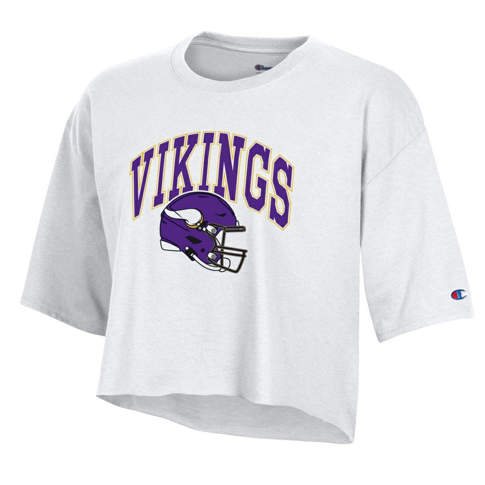 Minnesota Vikings Champion Women's Boyfriend Cropped T-Shirt - White T-shirts
