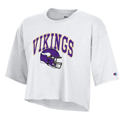 Minnesota Vikings Champion Women's Boyfriend Cropped T-Shirt - White T-shirts