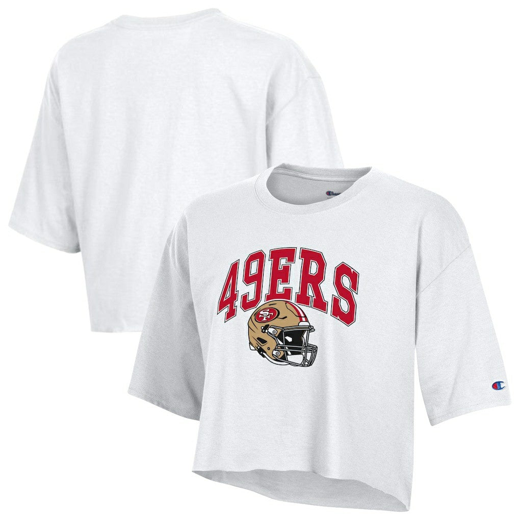 San Francisco 49ers Champion Women's Boyfriend Cropped T-Shirt - White T-shirts