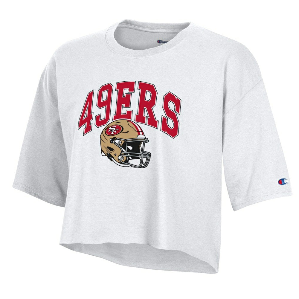 San Francisco 49ers Champion Women's Boyfriend Cropped T-Shirt - White T-shirts
