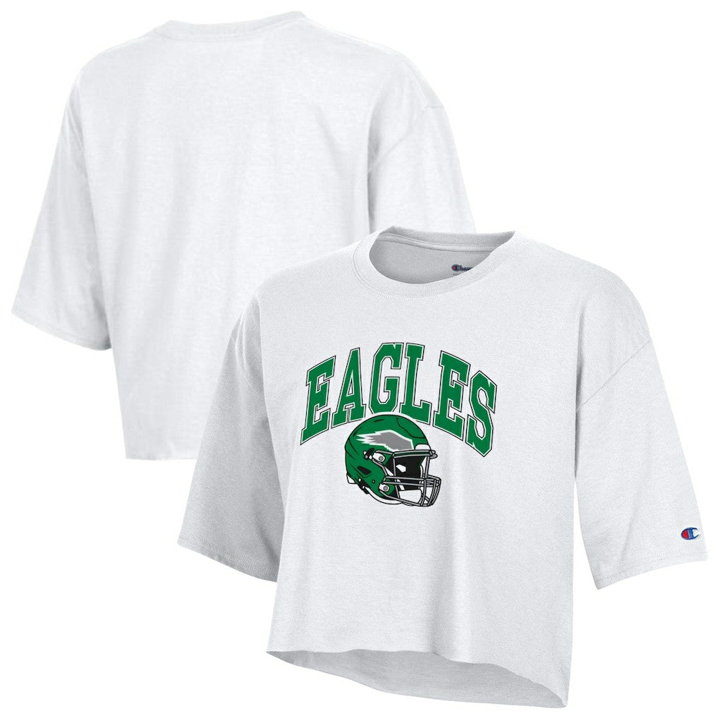 Philadelphia Eagles Champion Women's Boyfriend Cropped T-Shirt - White T-shirts