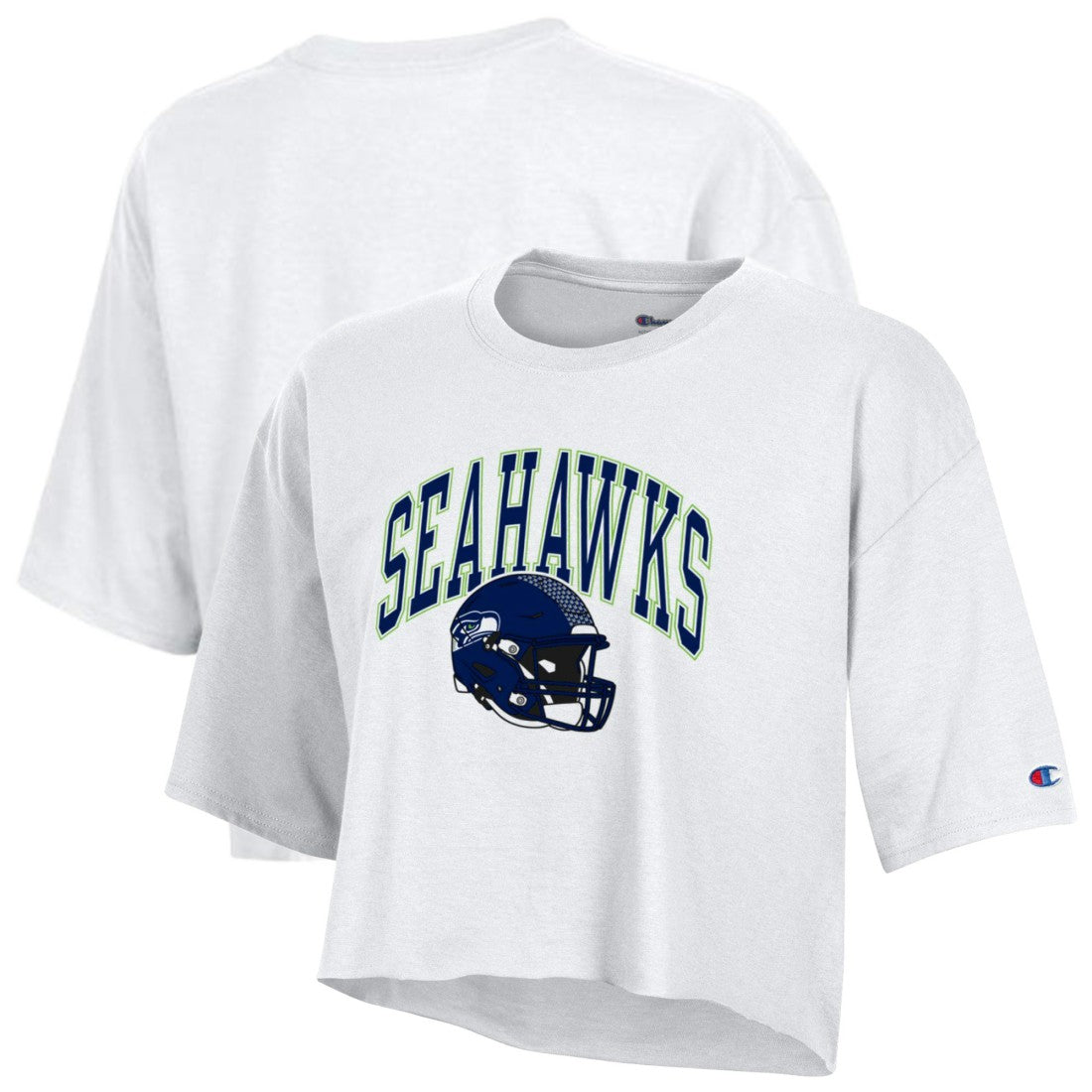 Seattle Seahawks Champion Women's Boyfriend Cropped T-Shirt - White T-shirts