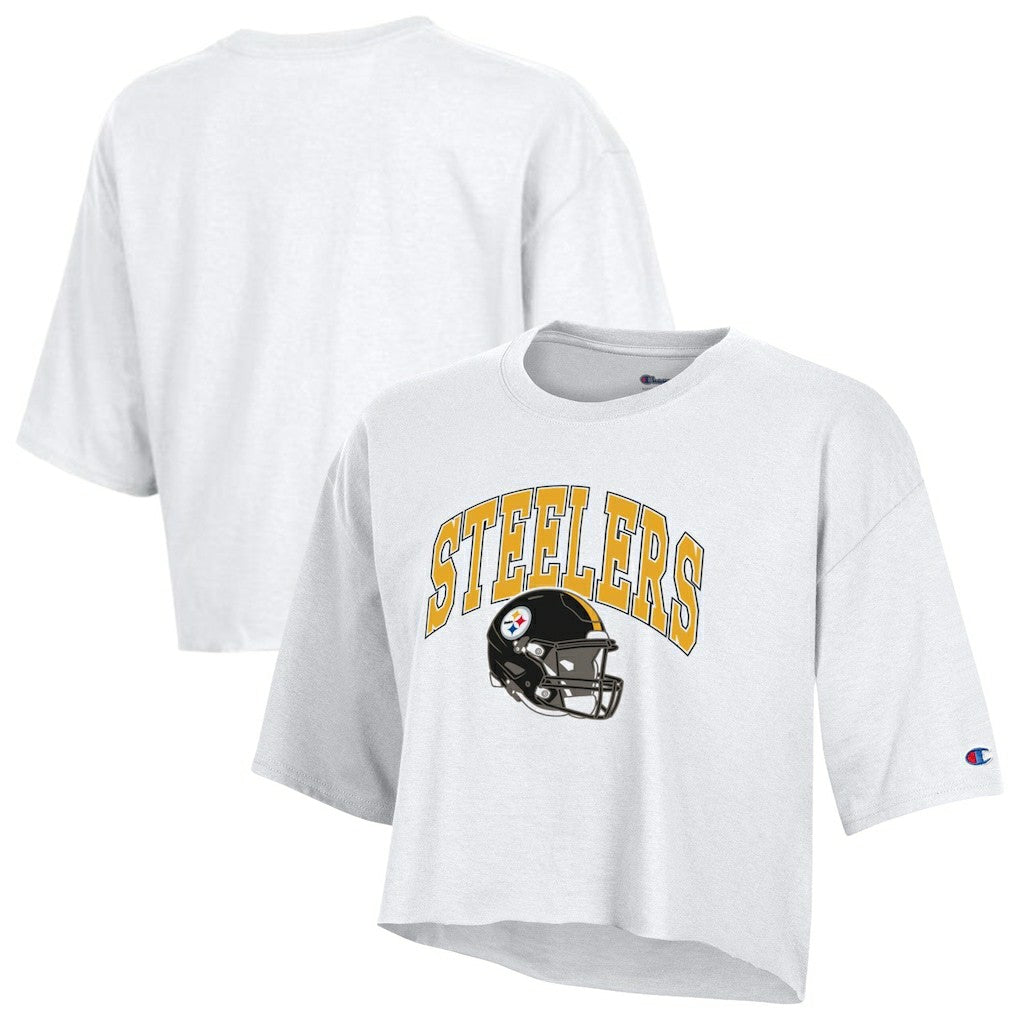 Pittsburgh Steelers Champion Women's Boyfriend Cropped T-Shirt - White T-shirts
