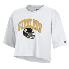 Pittsburgh Steelers Champion Women's Boyfriend Cropped T-Shirt - White T-shirts
