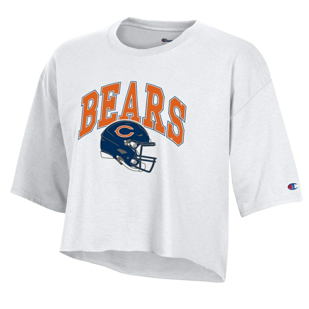 Chicago Bears Champion Women's Boyfriend Cropped T-Shirt - White T-shirts