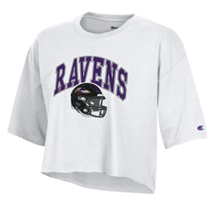 Baltimore Ravens Champion Women's Boyfriend Cropped T-Shirt - White T-shirts