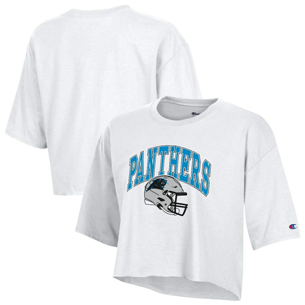 Carolina Panthers Champion Women's Boyfriend Cropped T-Shirt - White T-shirts