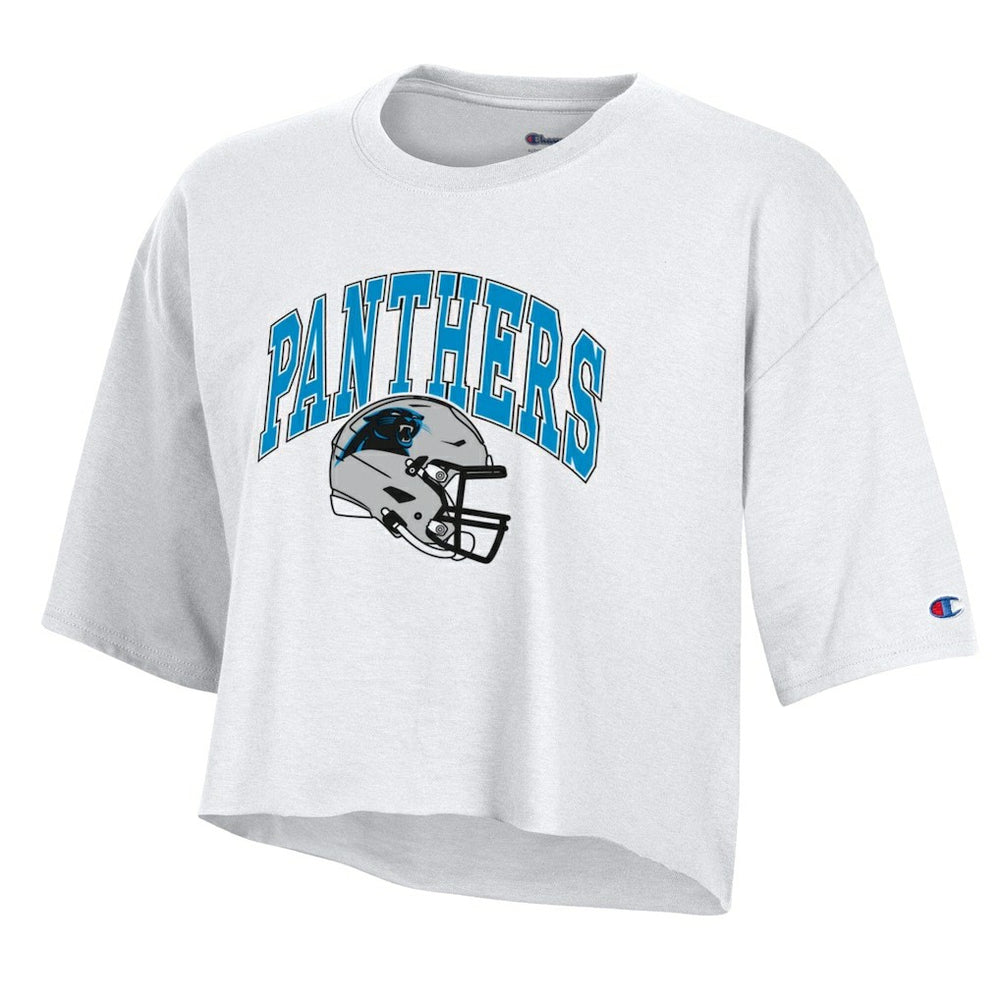 Carolina Panthers Champion Women's Boyfriend Cropped T-Shirt - White T-shirts